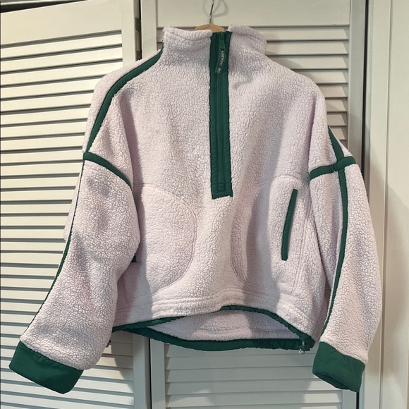 Pink and Green Free People Fleece Pullover - Picture 2 of 3